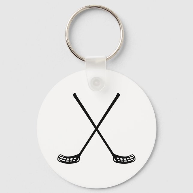 Crossed floorball rackets keychain (Front)