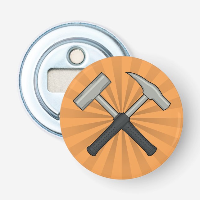 Crossed Geology Hammers with Sunburst Bottle Opener (Front)