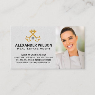 Crossed Gold Keys Business Woman Business Card