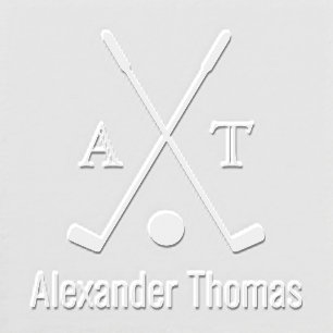Crossed Golf Clubs 2 Initial Monogram Name Embosser