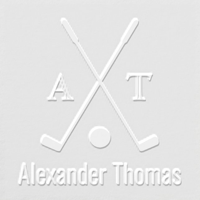 Crossed Golf Clubs 2 Initial Monogram Name Embosser (Design)
