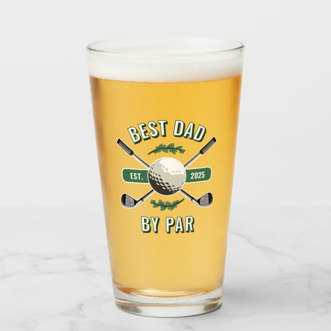 Crossed Golf Clubs & Ball Best Dad By Par Glass (Front Filled)