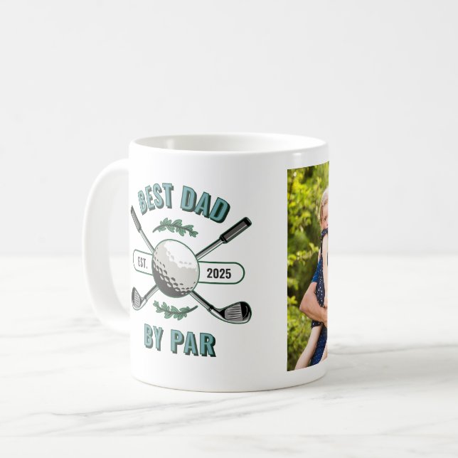 Crossed Golf Clubs & Ball Photo Best Dad By Par Coffee Mug (Front Left)