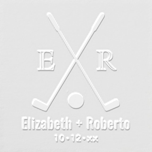 Crossed Golf Clubs Couple 2 Initial Monogram Embosser (Design)