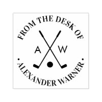 Crossed Golf Clubs Golf Ball Monogram ”desk of”