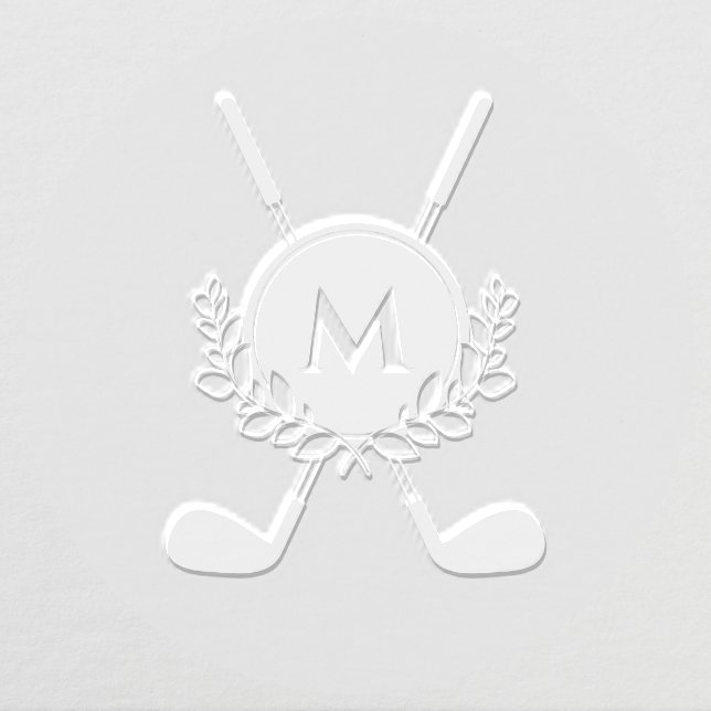 Crossed Golf Clubs & Laurel Wreath Monogram Embosser (Design)