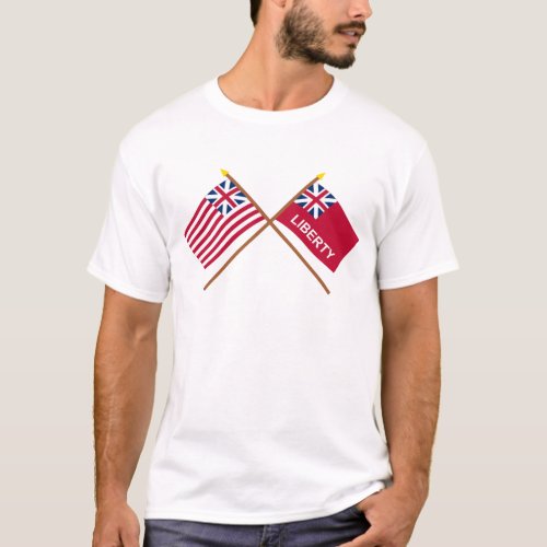 Crossed Grand Union and Liberty Flags T_Shirt