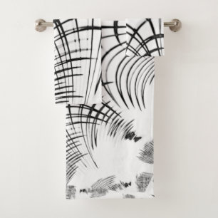 Crossed gray lines remind us of drawings of claw bath towel set