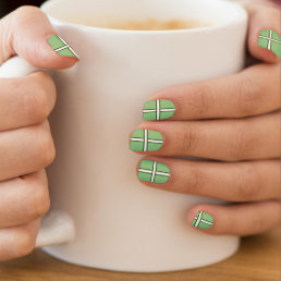 crossed green colour minx nail art