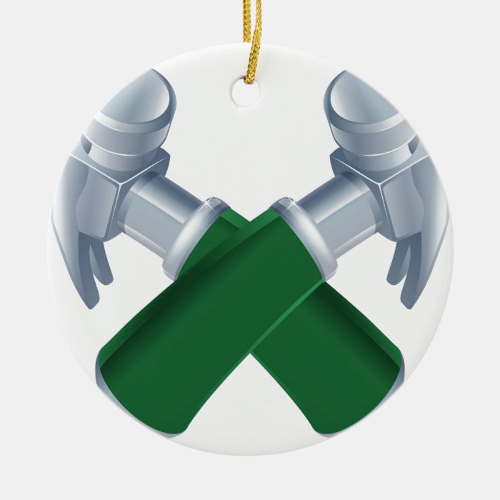 Crossed hammers icon christmas tree ornament