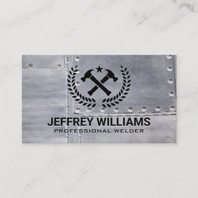 Crossed Hammers | Metal Rivets Business Card (Front)