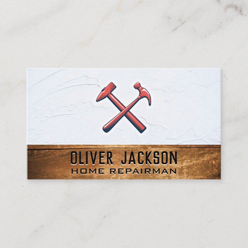 Crossed Hammers  Texture Wall and Wood Business Card