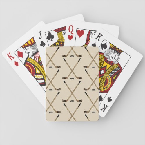 Crossed Hockey Sticks and puck Playing Cards