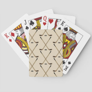 Crossed Hockey Sticks and puck Poker Cards