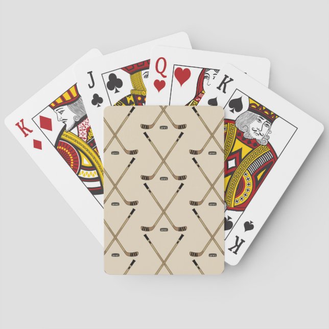 Crossed Hockey Sticks and puck Poker Cards (Back)