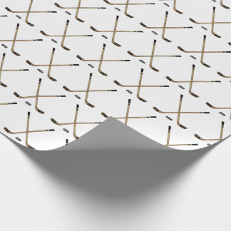 Crossed Hockey Sticks and Puck Wrapping Paper