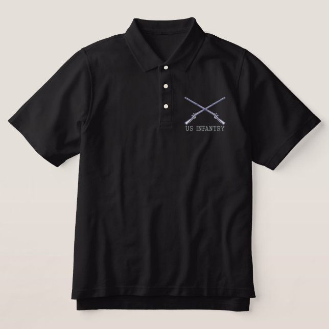 Crossed Infantry Muskets Embroidered Polo Shirt (Design Front)