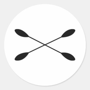 Crossed Kayak Paddles Logo Classic Round Sticker