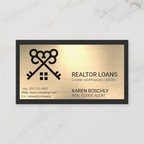 Crossed Keys Home Logo  Real Estate Business Card