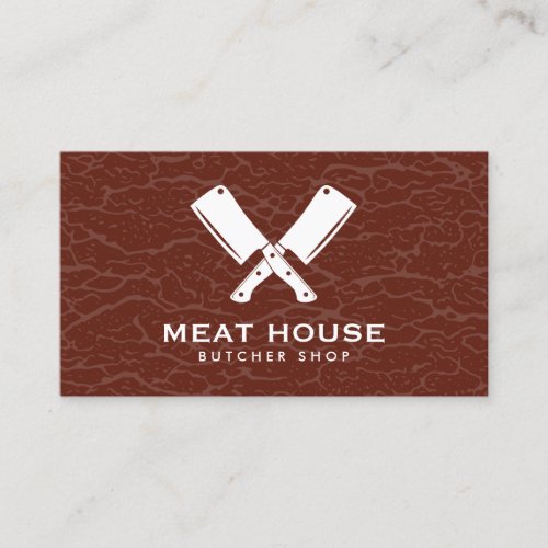 Crossed Knives Butcher Meat Texture Business Card