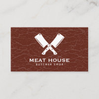 Crossed Knives Butcher Meat Texture Business Card