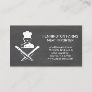Crossed Knives Chalkboard Background Business Card