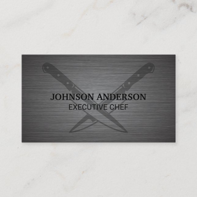 Crossed Knives | Metal Background Loyalty Card (Front)