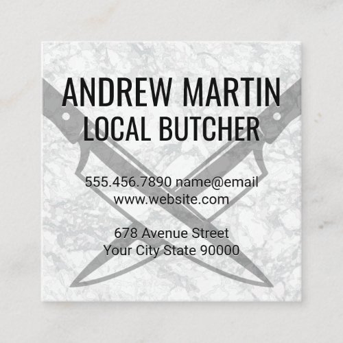 Crossed Knives Square Business Card