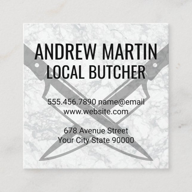 Crossed Knives Square Business Card (Front)