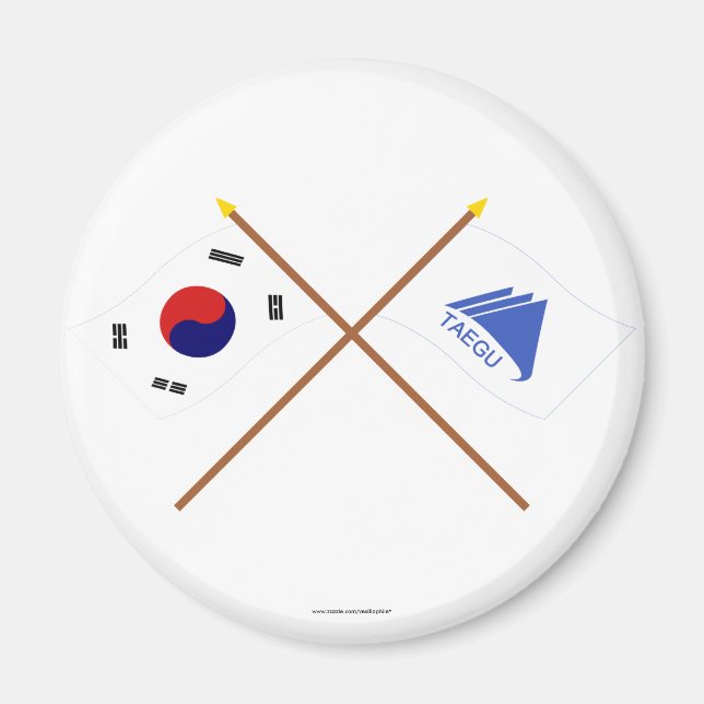 Crossed Korea and Taegu Flags Magnet (Front)