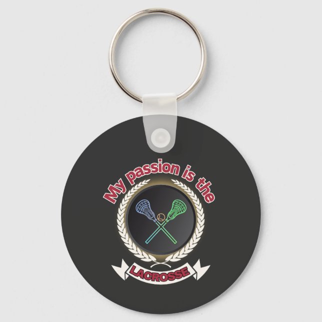 Crossed Lacrosse Sticks Ball Passion Sport Game Keychain (Front)