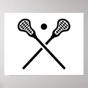 Crossed lacrosse sticks ball poster