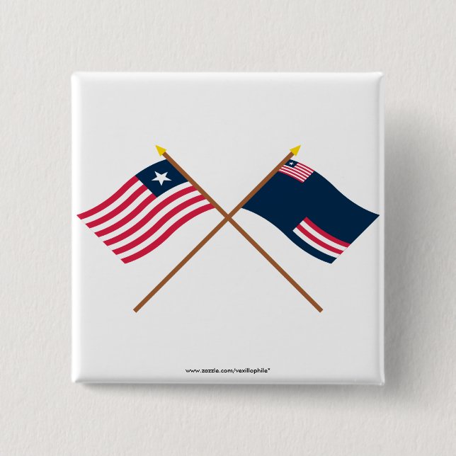 Crossed Liberia and Grand Bassa County Flags Pinback Button (Front)