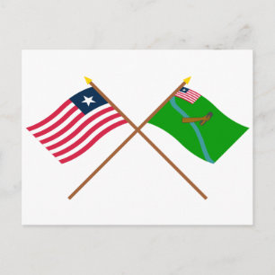 Crossed Liberia and Lofa County Flags Postcard