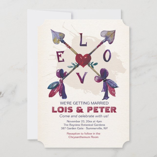 Crossed Love Arrows Invitation (Front)