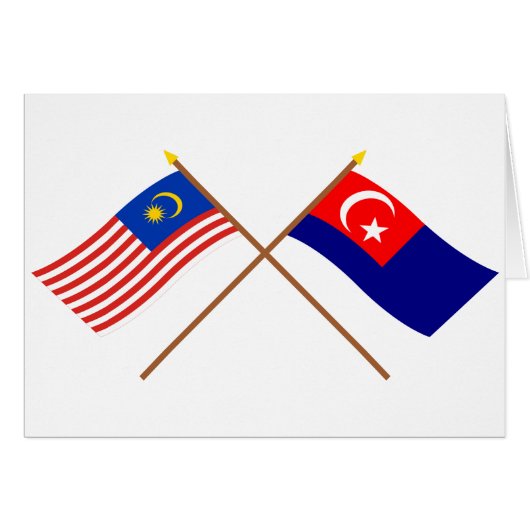 Crossed Malaysia and Johor flags Cards (Front Horizontal)