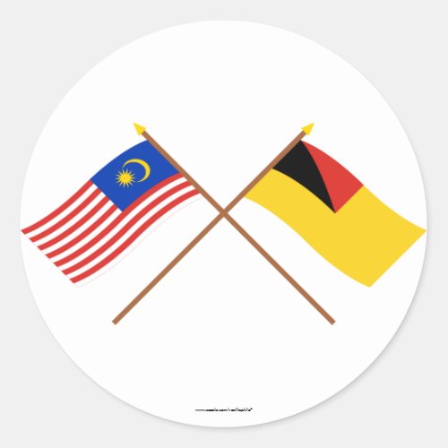 Crossed Malaysia and Negeri Sembilan flags Classic Round Sticker