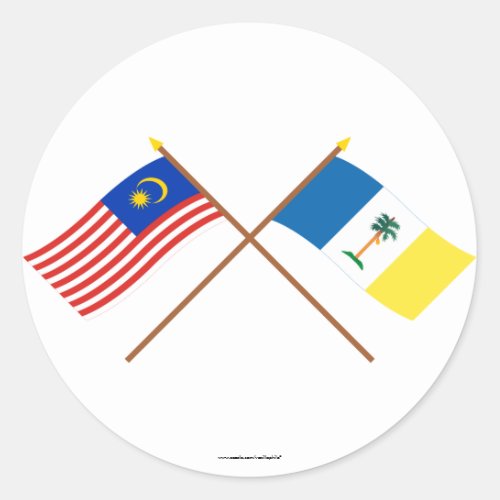 Crossed Malaysia and Penang flags Classic Round Sticker