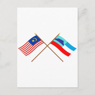 Crossed Malaysia and Sabah flags Postcard