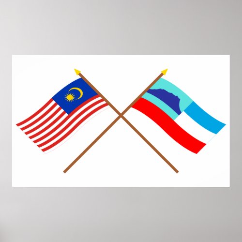 Crossed Malaysia and Sabah flags Poster