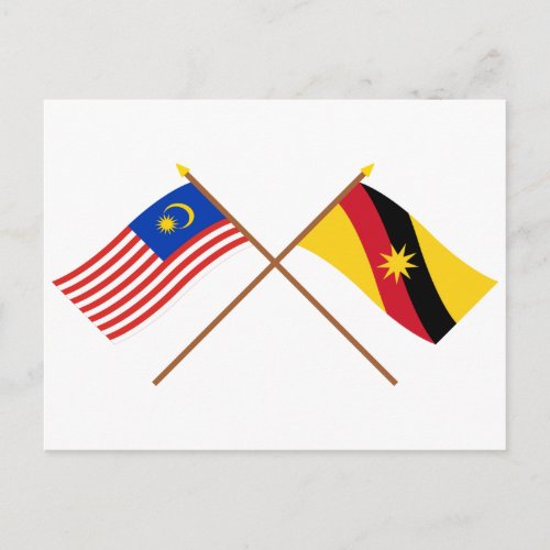Crossed Malaysia and Sarawak flags Postcard