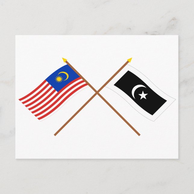 Crossed Malaysia and Terengganu flags Postcard (Front)