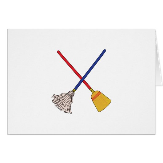 Crossed Mop & Broom Cards (Front Horizontal)