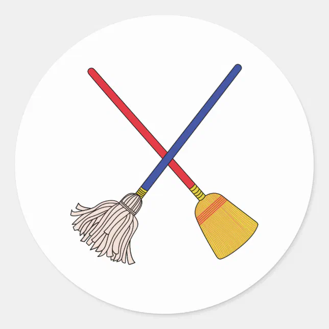 Broom & mop cartoon illustration | Sticker