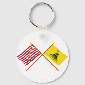 Crossed Navy Jack and Gadsden Flag Keychain
