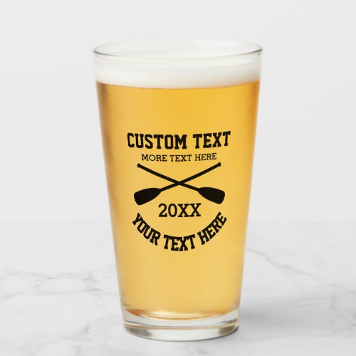 Crossed oars logo custom beer glass gift
