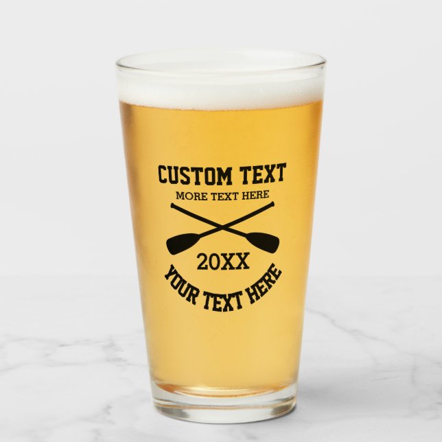 Crossed oars logo custom beer glass gift (Front Filled)