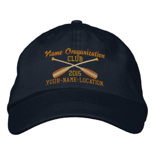 Crossed Paddles Embroidery for Club Camp Team Lake Embroidered Baseball Cap