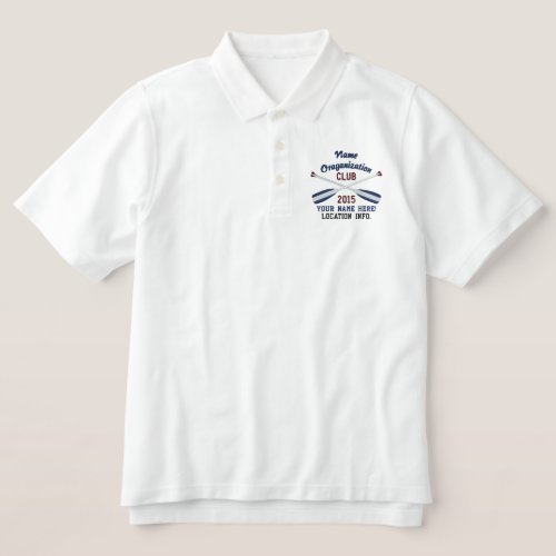 Crossed Paddles Embroidery for Club Camp Team Lake Embroidered Polo Shirt