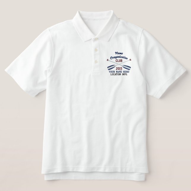 Crossed Paddles Embroidery for Club Camp Team Lake Embroidered Polo Shirt (Design Front)